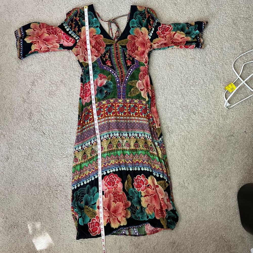 Farm Rio Rosario Bell Sleeve Lightweight Floral Boho Maxi Dress Size S - Picture 10 of 11